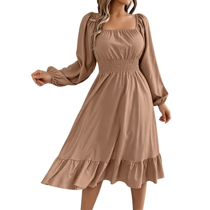 ⌛Limited-time offer-Women's Square Neck Smocked A-Line Dress