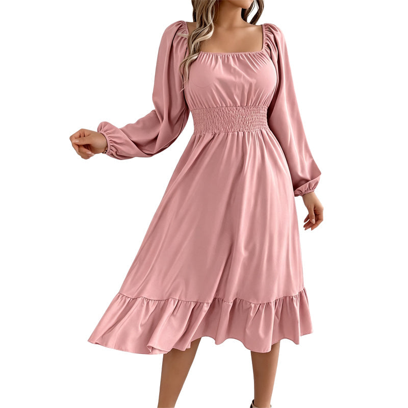 ⌛Limited-time offer-Women's Square Neck Smocked A-Line Dress