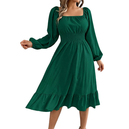 ⌛Limited-time offer-Women's Square Neck Smocked A-Line Dress