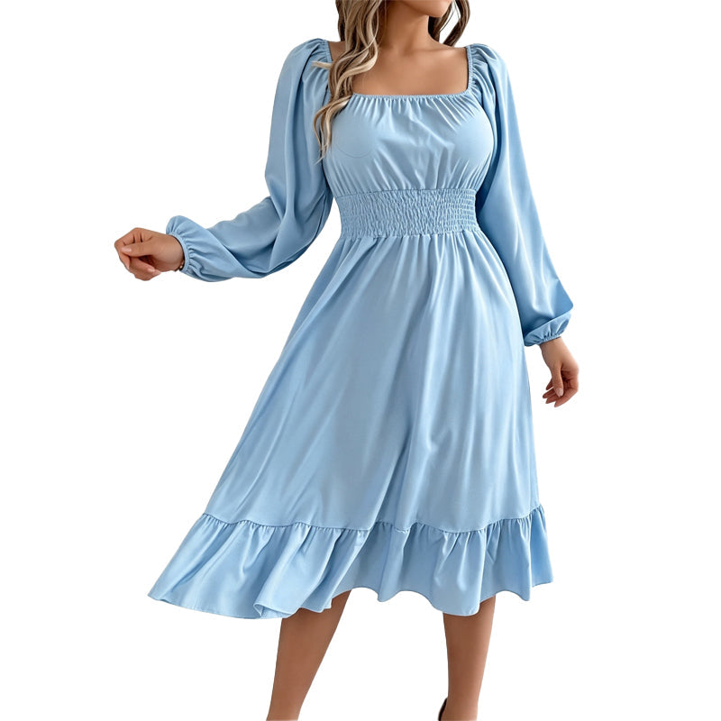 ⌛Limited-time offer-Women's Square Neck Smocked A-Line Dress