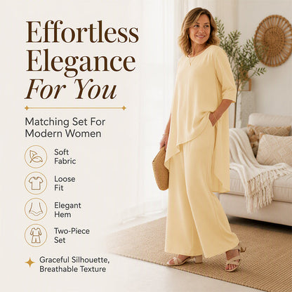 Women's Chic Asymmetrical Top & Wide-Leg Pants Set