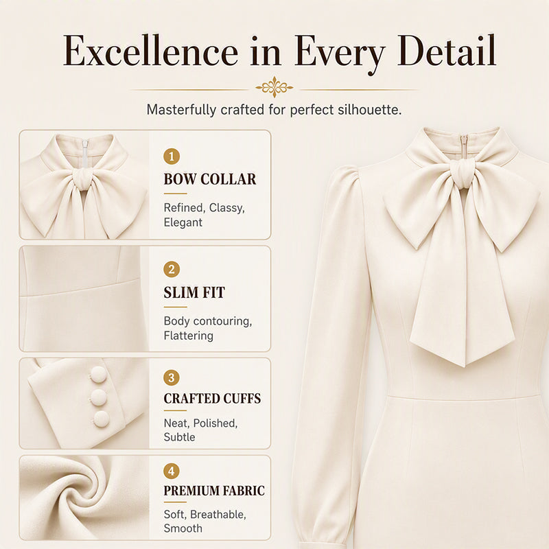 Women's Elegant Bow Tie Neck Pencil Dress
