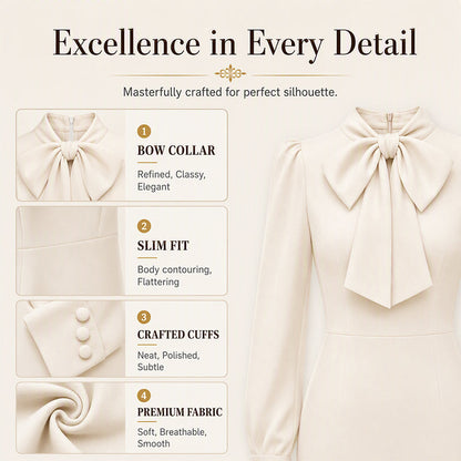 Women's Elegant Bow Tie Neck Pencil Dress