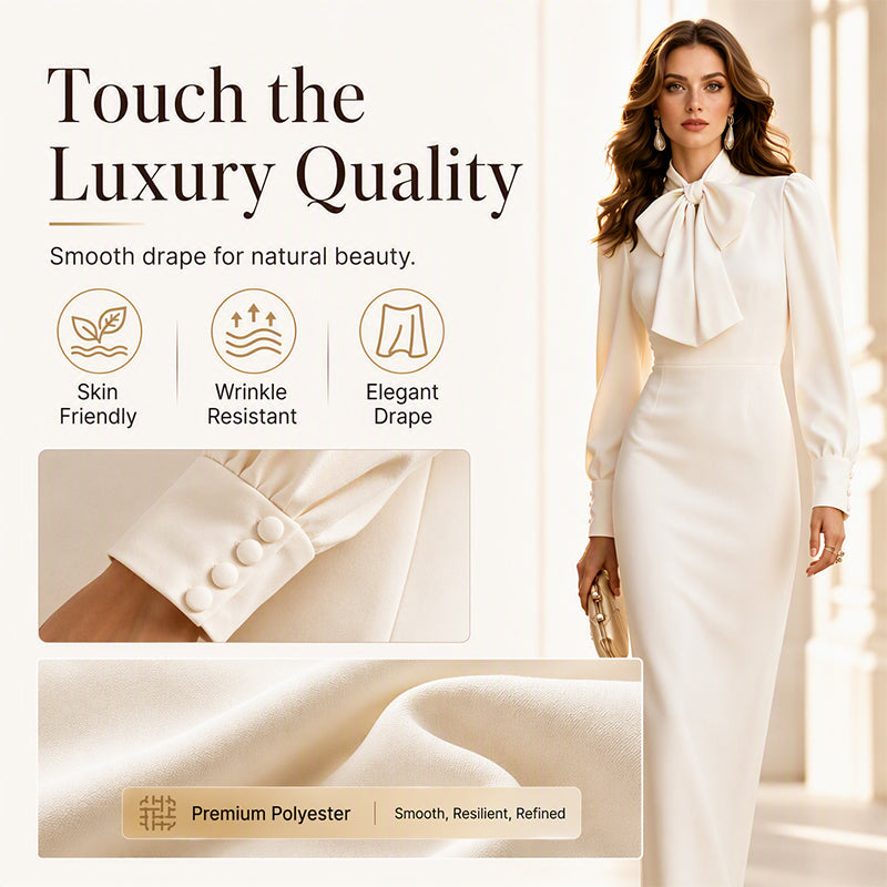 Women's Elegant Bow Tie Neck Pencil Dress