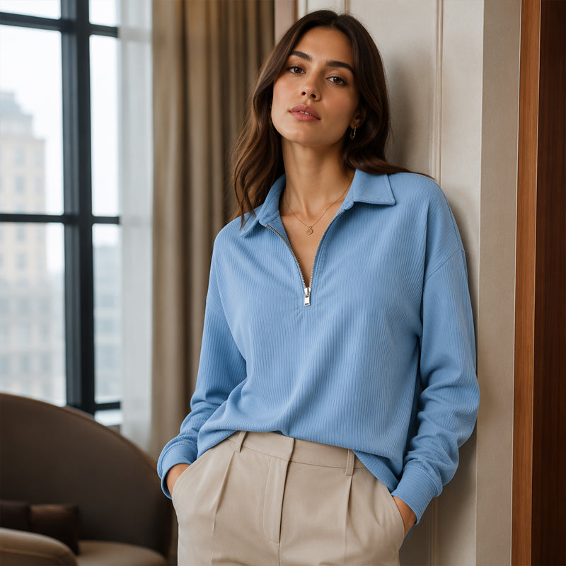 🌸Hot Sale 50% OFF💖 Relaxed Texture Zip Top