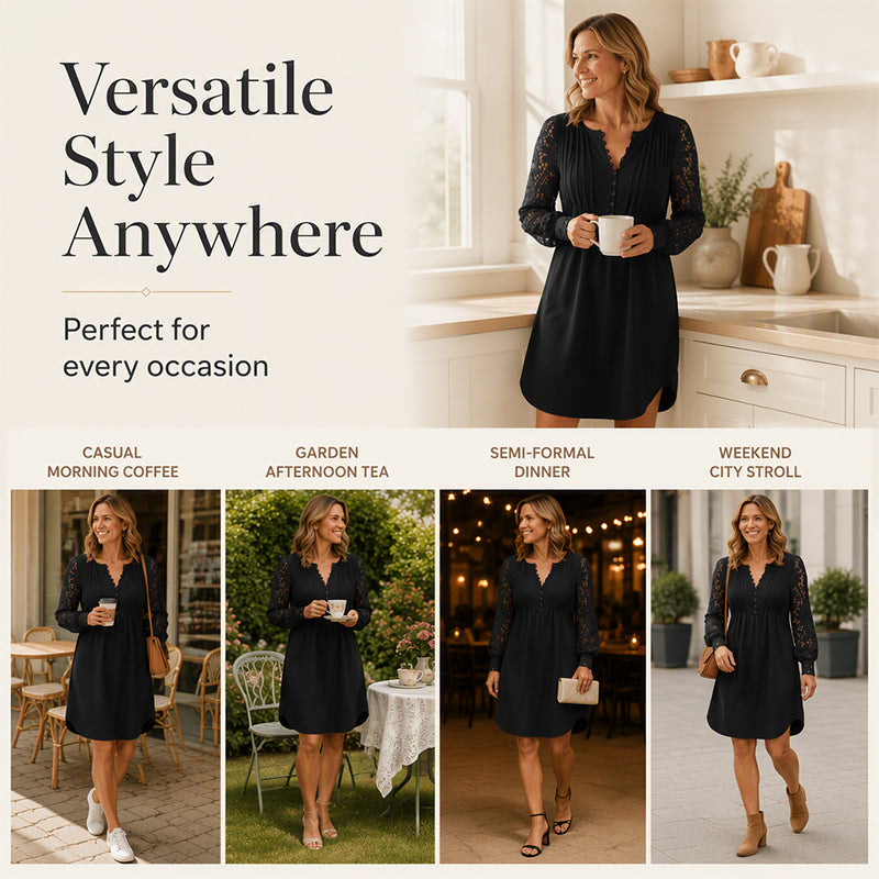 ⌛Limited-time offer-Women's Lace Long Sleeve Dress