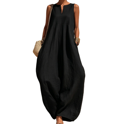 🌸 50% OFF NOW! 🌸Women's Sleeveless V-Neck Wide-Leg Jumpsuit with Pockets