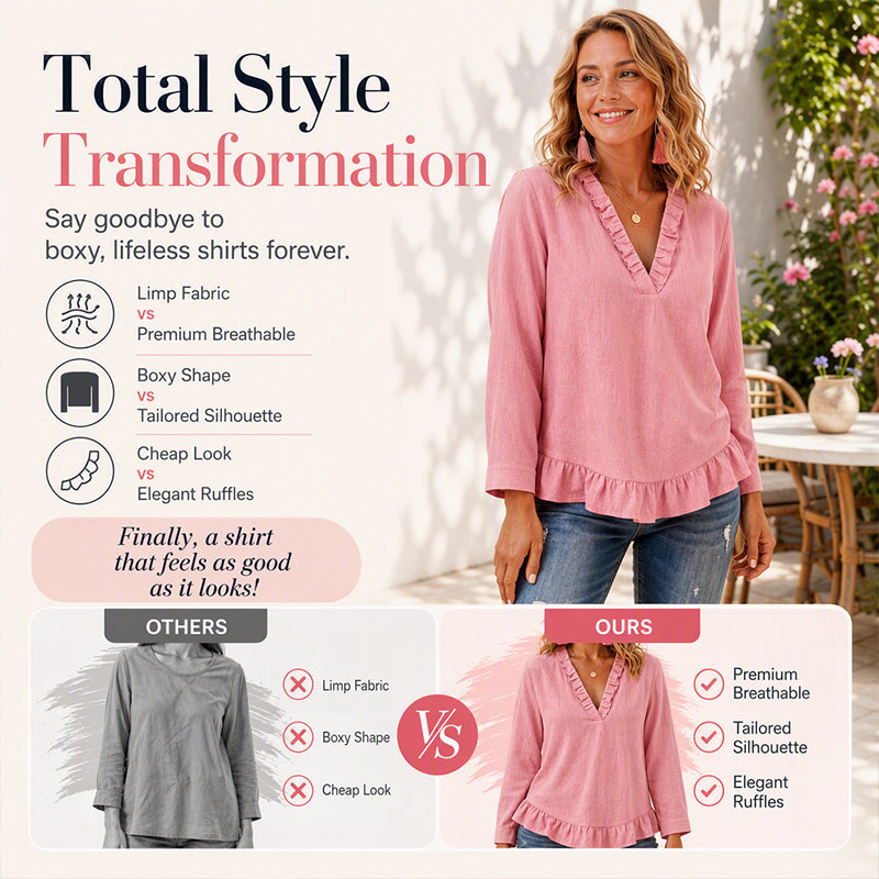 Women's Ruffled V-Neck Blouse