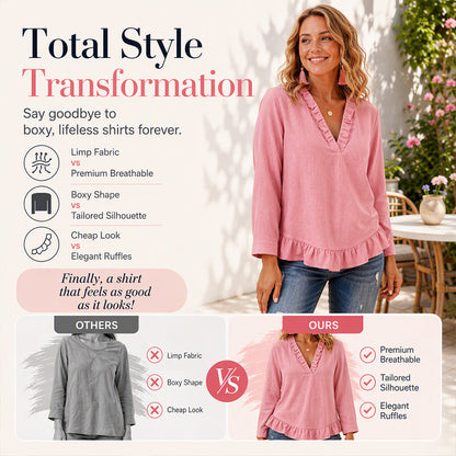 Women's Ruffled V-Neck Blouse