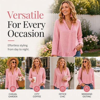 Women's Ruffled V-Neck Blouse