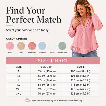 Women's Ruffled V-Neck Blouse