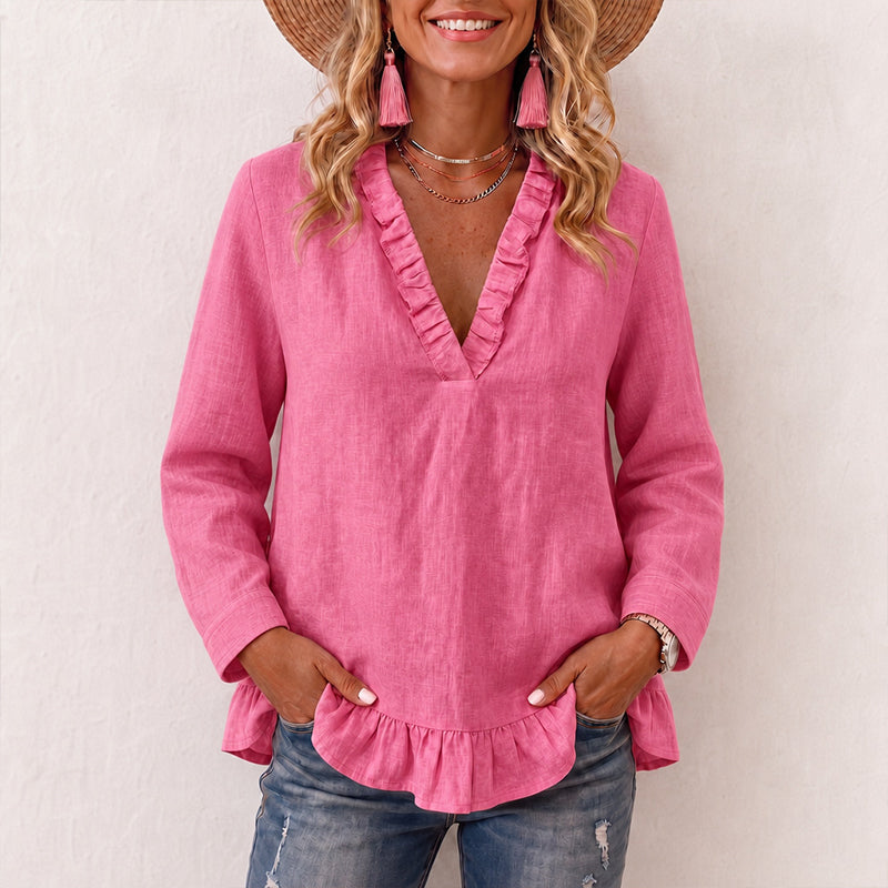 Women's Ruffled V-Neck Blouse