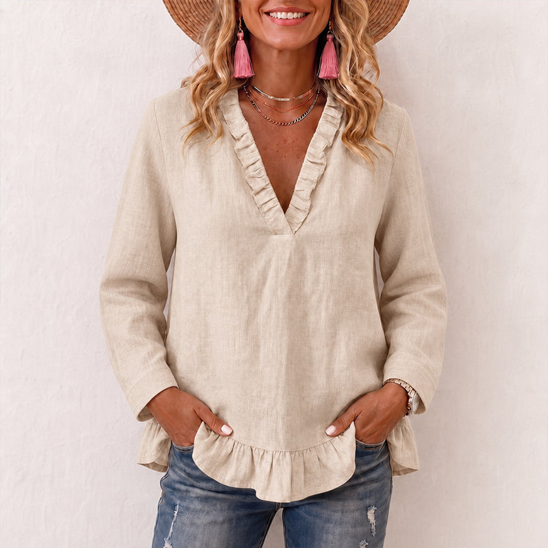 Women's Ruffled V-Neck Blouse