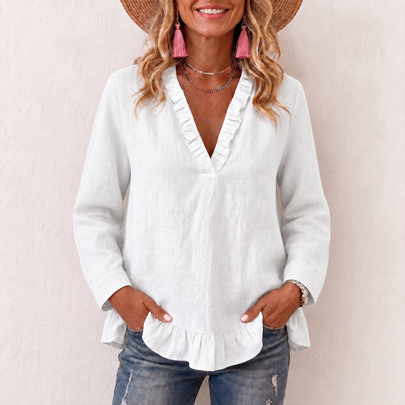 Women's Ruffled V-Neck Blouse