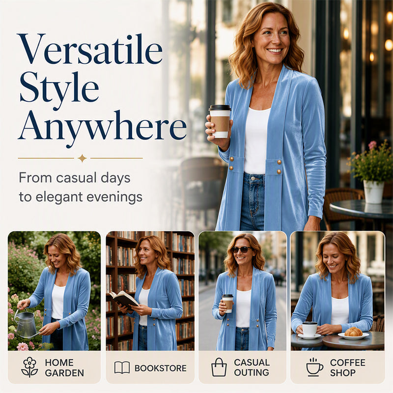 ⌛Limited-time offer-Women's Double-Breasted Velvet Cardigan