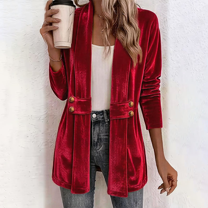 ⌛Limited-time offer-Women's Double-Breasted Velvet Cardigan