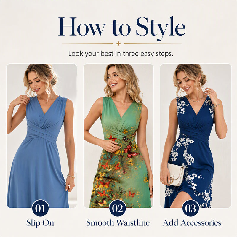 Flattering V-Neck Midi Dress