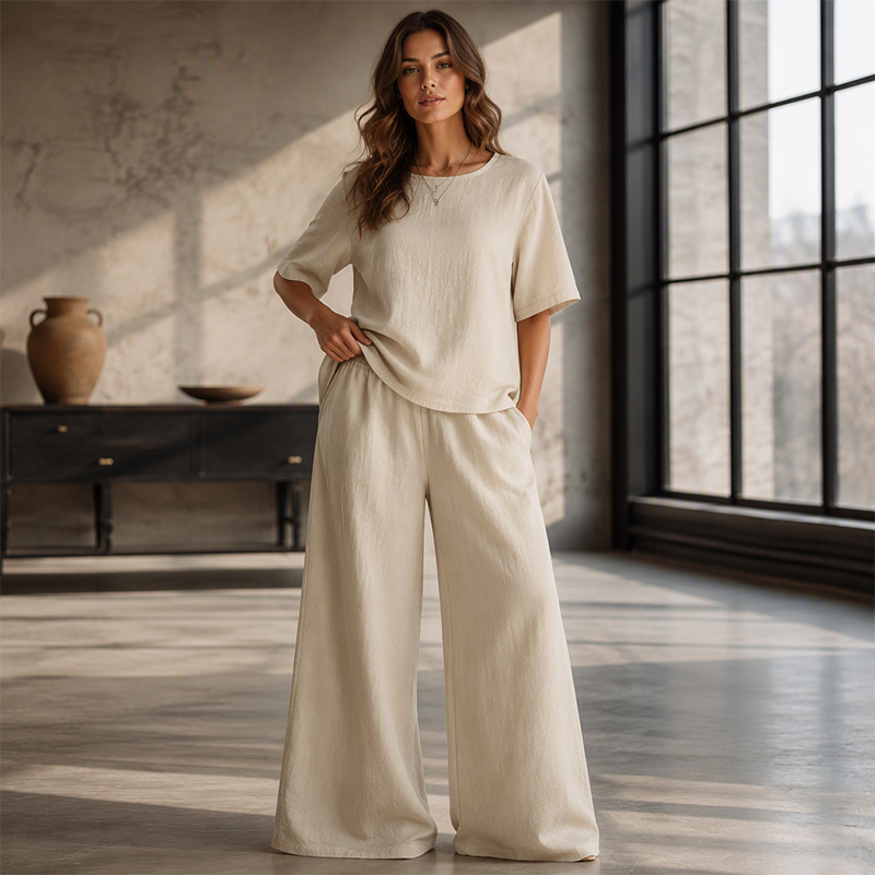 Women's Loose-Fit Top & Wide-Leg Pants Set