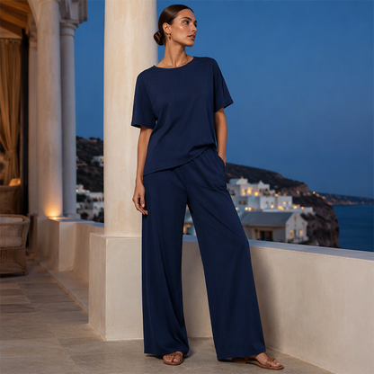 Women's Loose-Fit Top & Wide-Leg Pants Set
