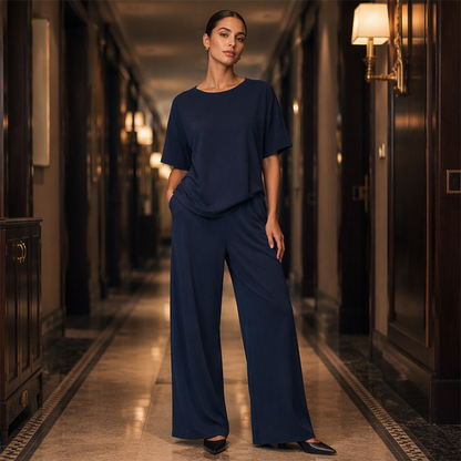 Women's Loose-Fit Top & Wide-Leg Pants Set