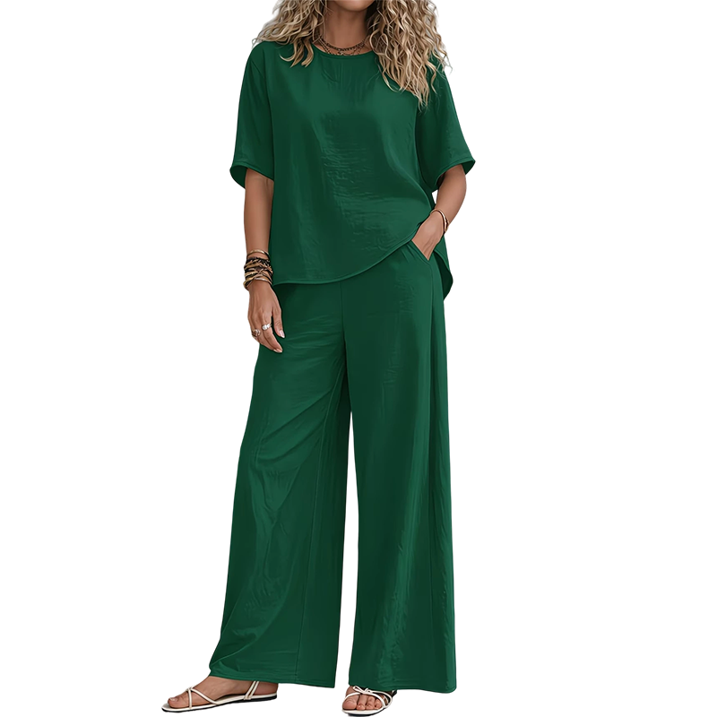 Women's Loose-Fit Top & Wide-Leg Pants Set