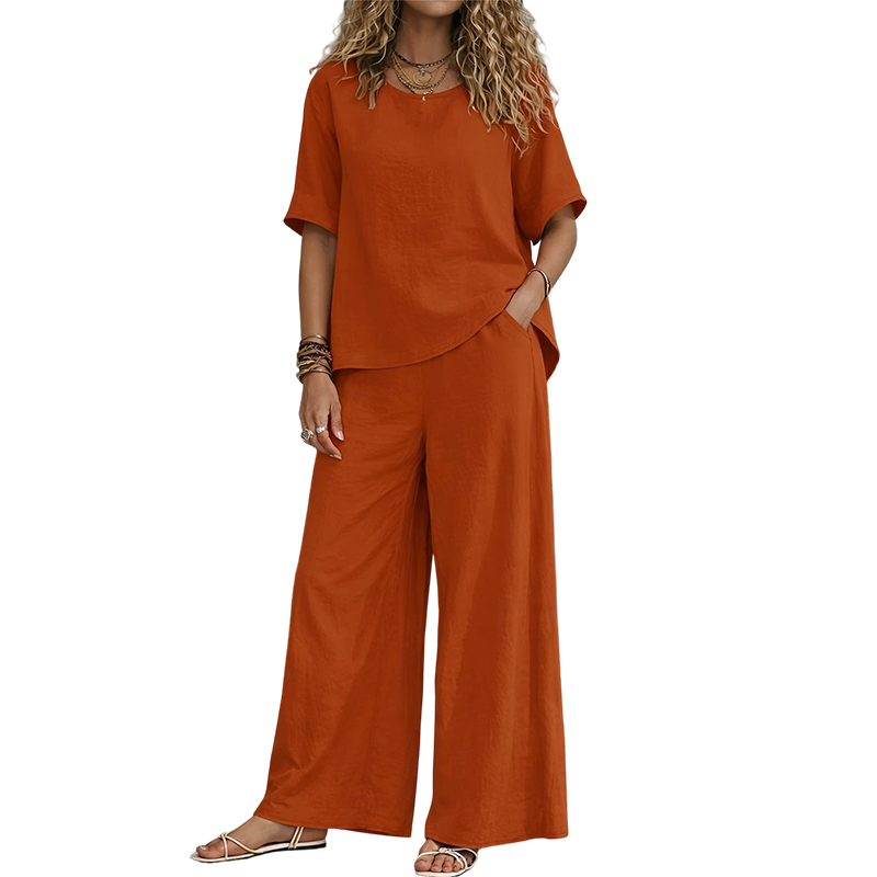 Women's Loose-Fit Top & Wide-Leg Pants Set