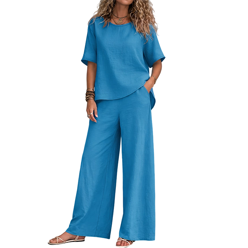 Women's Loose-Fit Top & Wide-Leg Pants Set