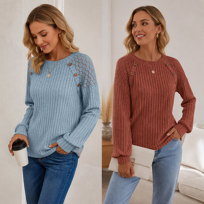 🔥 New Arrival Hot Pick ✨ Women's Ribbed Knit Long Sleeve Top – Flattering Fit & Everyday Comfort 🤍