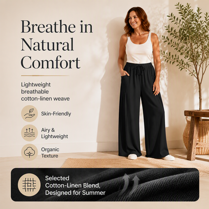 Women's Cotton Linen Wide Leg Pants