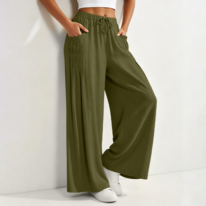 Women's Cotton Linen Wide Leg Pants