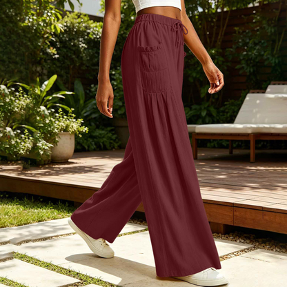 Women's Cotton Linen Wide Leg Pants