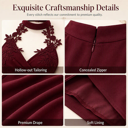 ⌛Limited-Time Offer-Women Elegant Halter Lace Pleated Wide Leg Jumpsuit