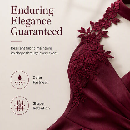 ⌛Limited-Time Offer-Women Elegant Halter Lace Pleated Wide Leg Jumpsuit