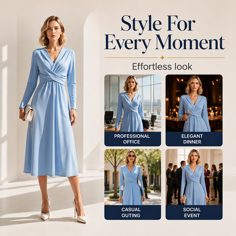 ⏰🍂Autumn Early Bird Sale-Women's Elegant V-Neck Midi Dress