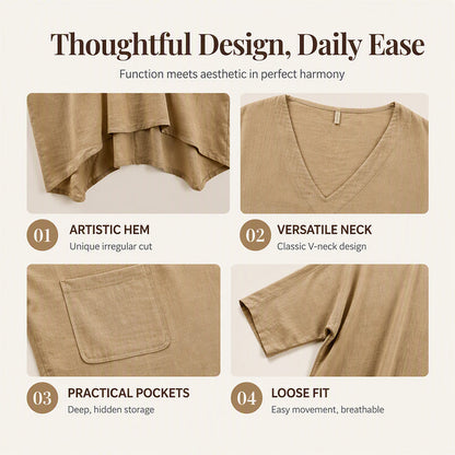 ⏰🍂Autumn Early Bird Sale-💖Women's Loose V-Neck Asymmetrical Dress