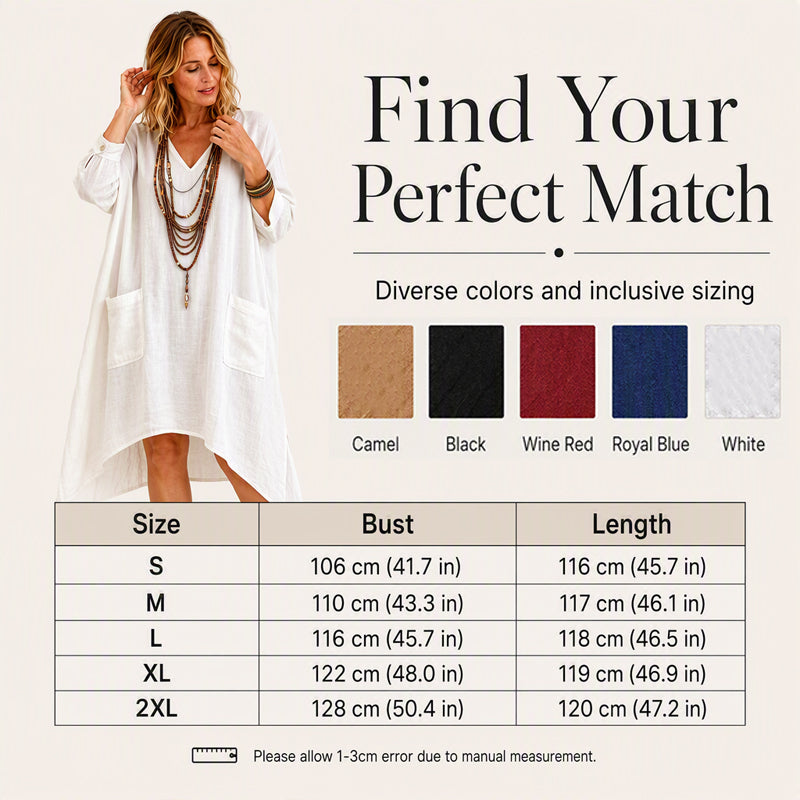 ⏰🍂Autumn Early Bird Sale-💖Women's Loose V-Neck Asymmetrical Dress