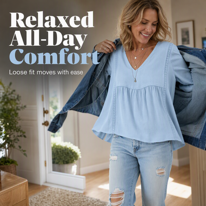 ⌛Limited-Time Offer-Women's Casual V-Neck Long Sleeve Blouse