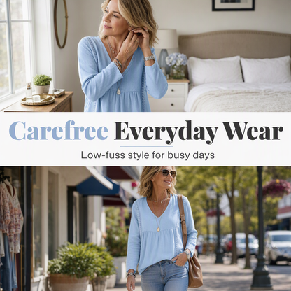 ⌛Limited-Time Offer-Women's Casual V-Neck Long Sleeve Blouse