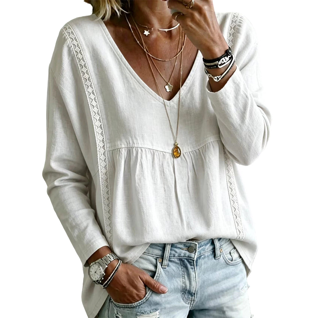 ⌛Limited-Time Offer-Women's Casual V-Neck Long Sleeve Blouse