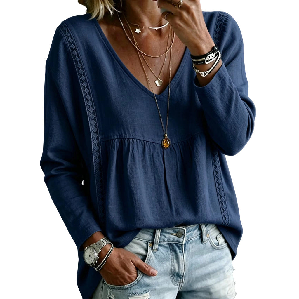 ⌛Limited-Time Offer-Women's Casual V-Neck Long Sleeve Blouse