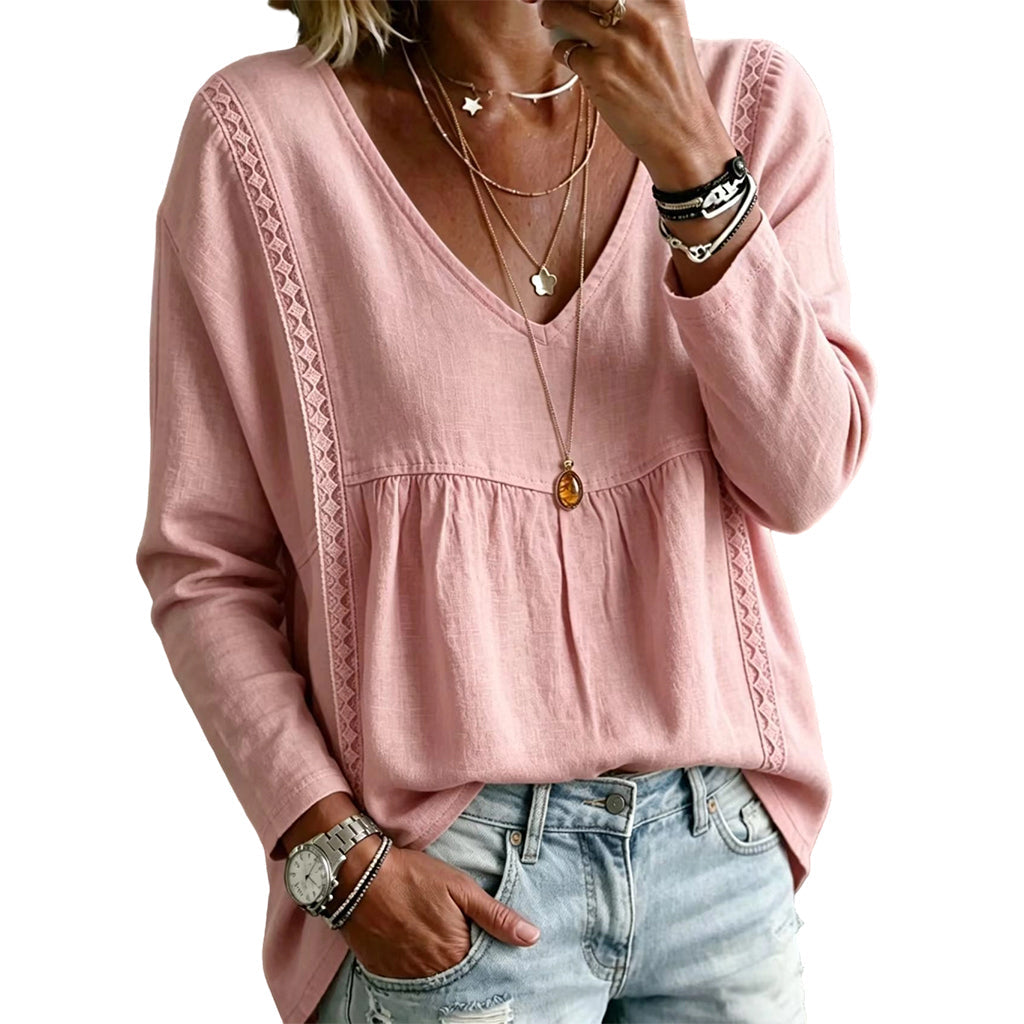 ⌛Limited-Time Offer-Women's Casual V-Neck Long Sleeve Blouse