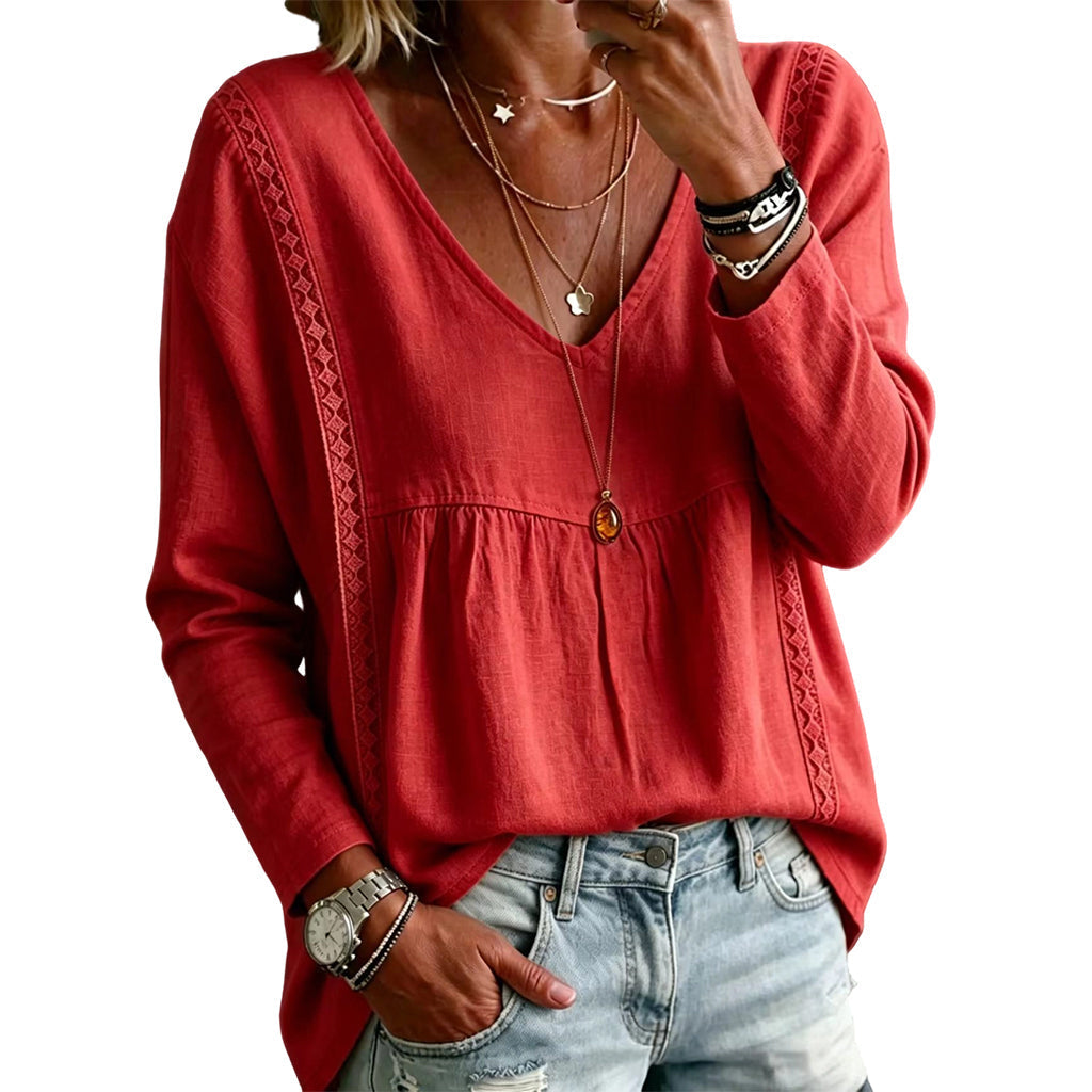 ⌛Limited-Time Offer-Women's Casual V-Neck Long Sleeve Blouse