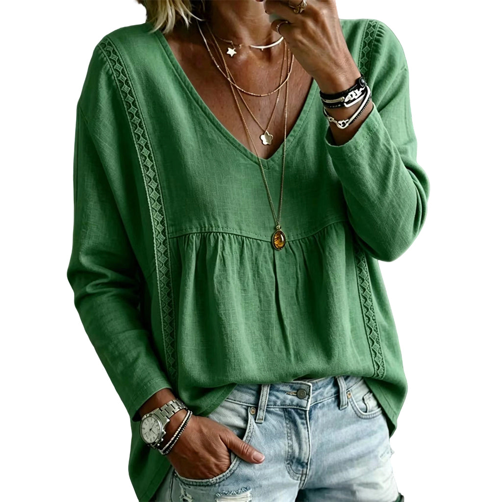 ⌛Limited-Time Offer-Women's Casual V-Neck Long Sleeve Blouse