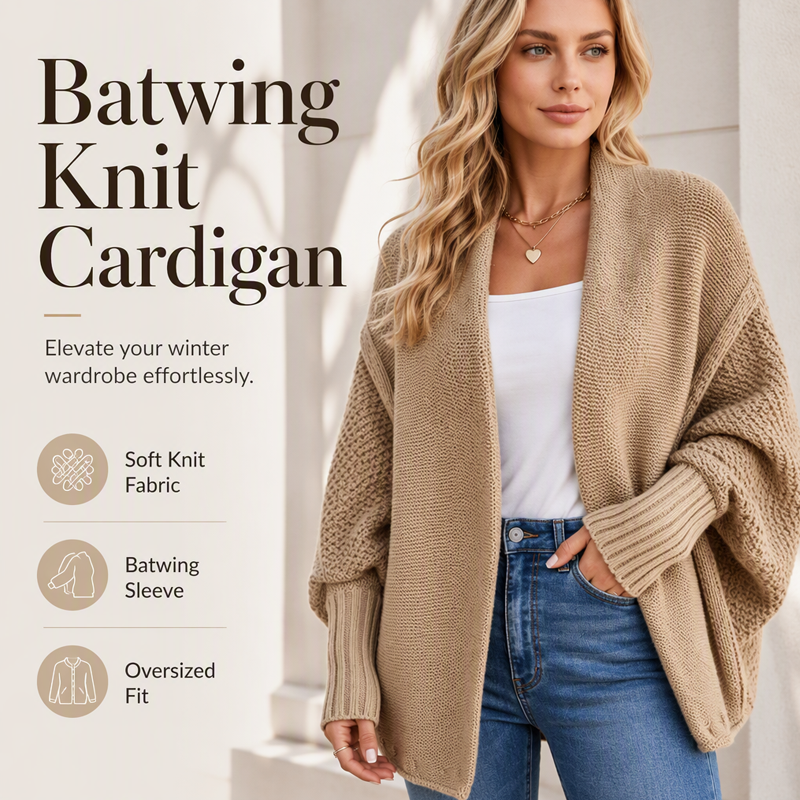 Women's Batwing Sleeve Chunky Knit Cardigan