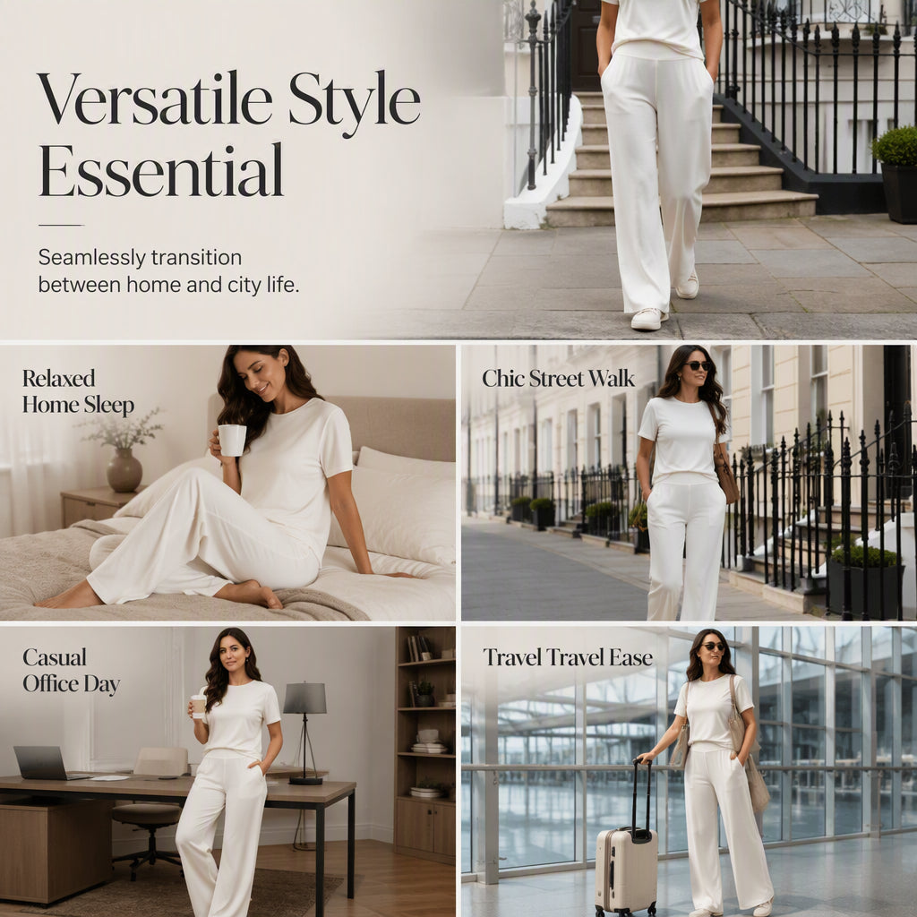 Women's Top & Wide-Leg Pants 2-Piece Set