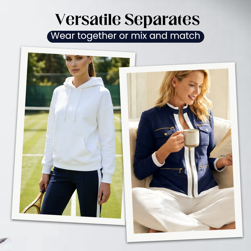 🧥Seasonal Style - Two-Piece Leisure Set with Bold Stripes – Slimming Silhouette & Practical Details for Any Casual Day