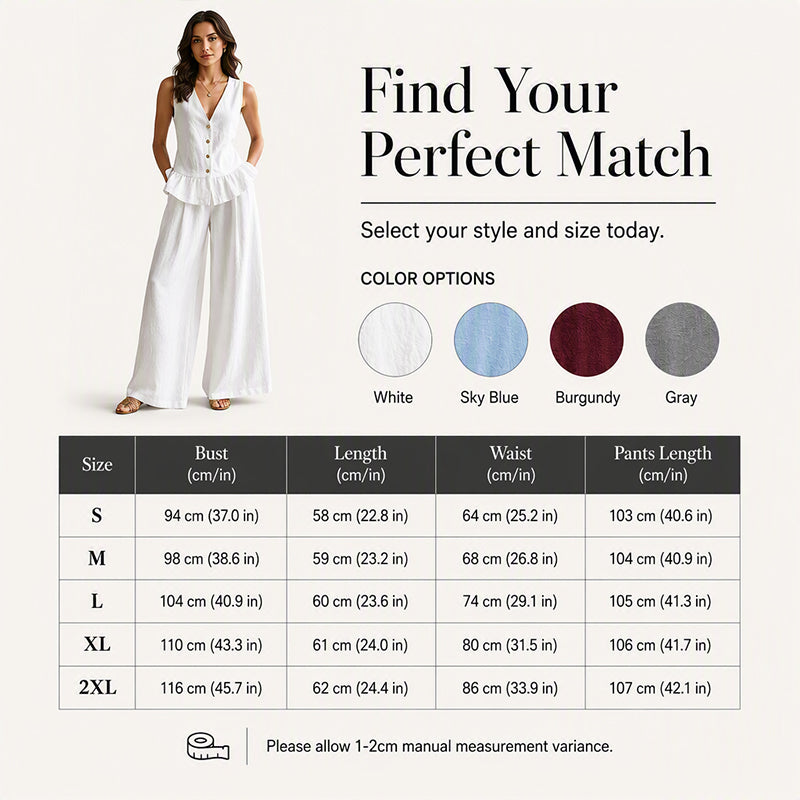 Women's Peplum Top & Wide-Leg Pants Set