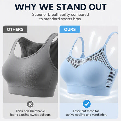 🔥 2026 Fresh Drops | Flat 50% OFF Today! 💸💖Women's Hollow Mesh Push Up Sports Bra