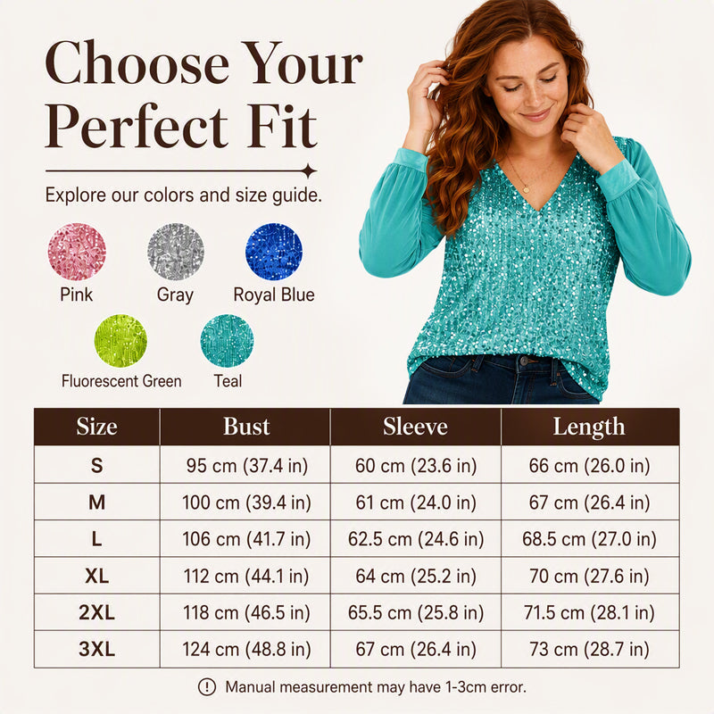 ⌛Limited-Time Offer-Women's Elegant Sequin V-Neck Top