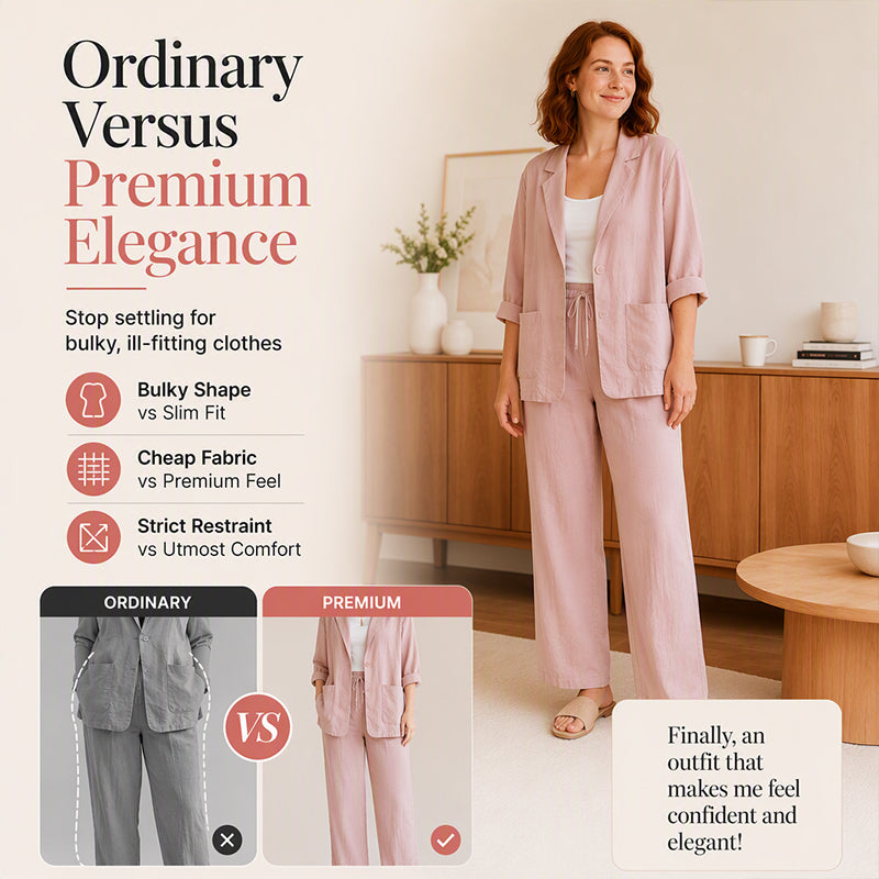 Women's Casual Blazer and Pants 2-Piece Set